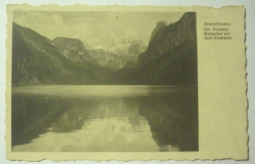 Ansichtskarte Abendfrieden. Der Vordere Gosausee mit dem Dachstein (1936)